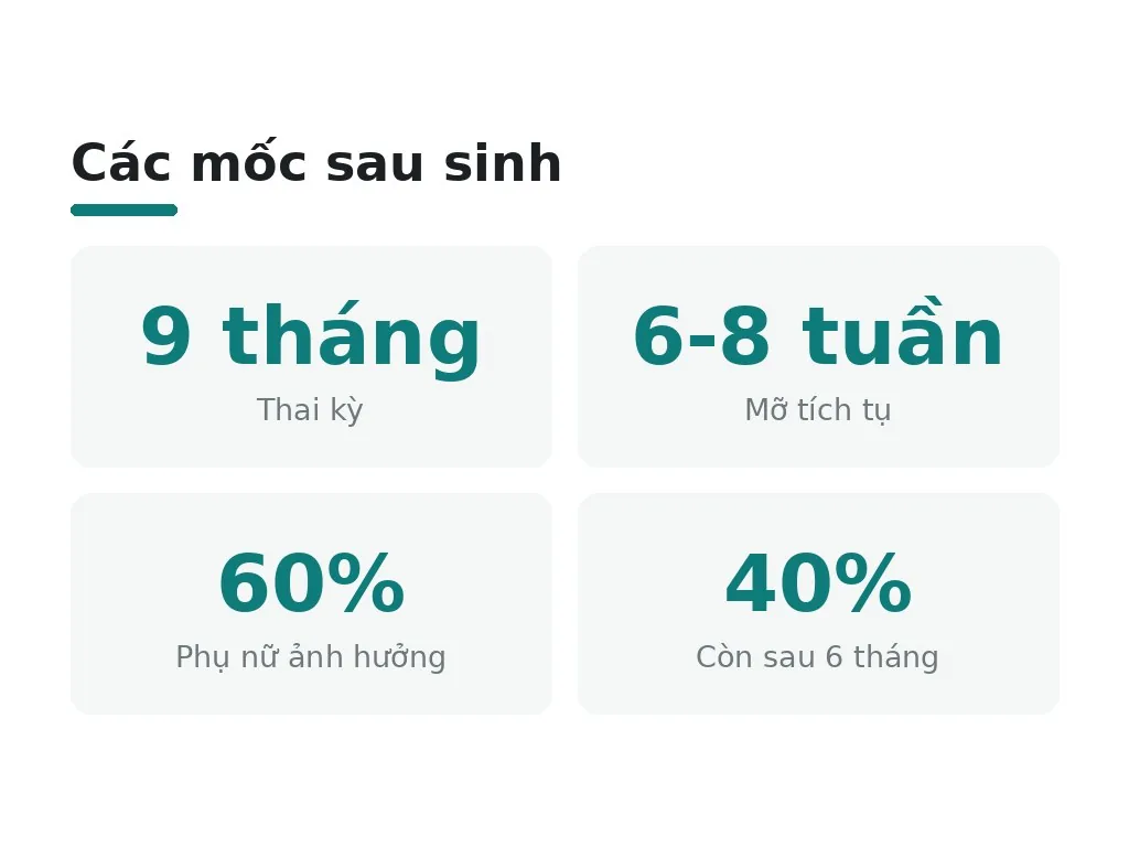Tại sao bụng chảy xệ và tích mỡ sau sinh?