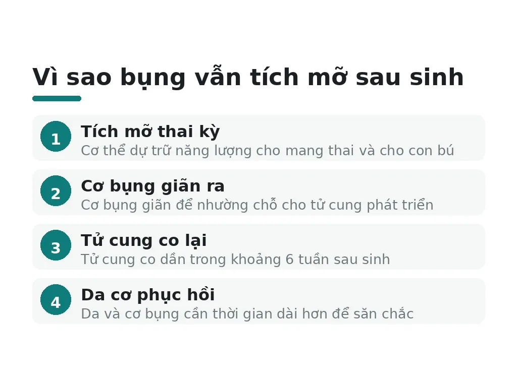 Tại sao bụng tích mỡ sau khi sinh?