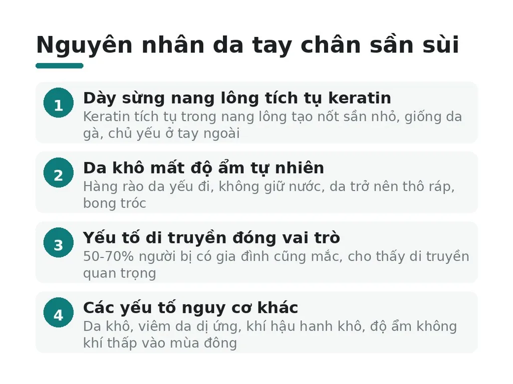 Da tay chân bị sần sùi do đâu?
