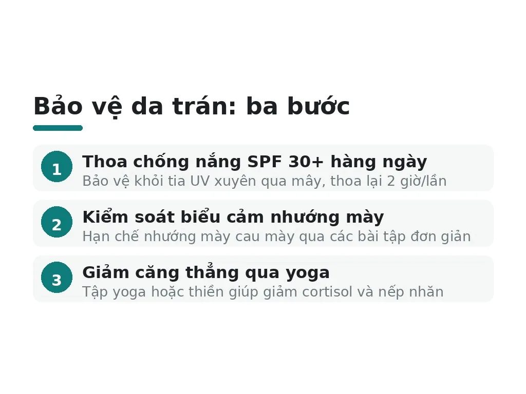 Làm thế nào để bảo vệ trán khỏi tia UV và kiểm soát căng thẳng?