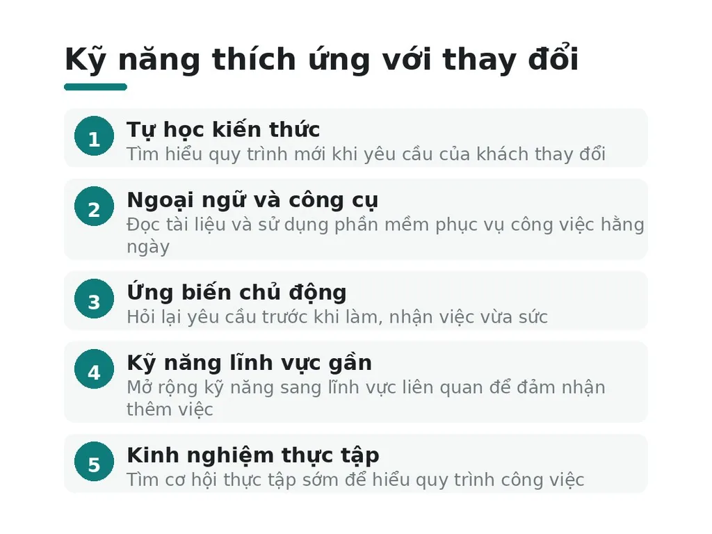 Kỹ năng nào giúp bạn trụ được khi yêu cầu công việc thay đổi?