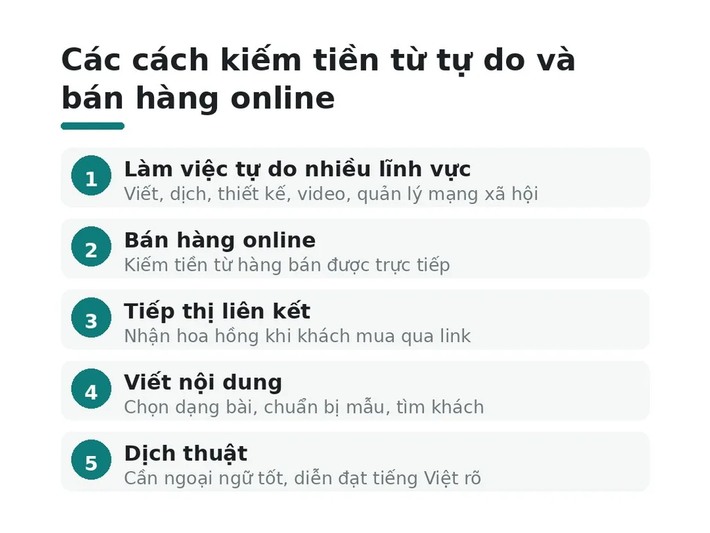 Làm nghề tự do hoặc bán hàng online có thể kiếm tiền bằng cách nào?