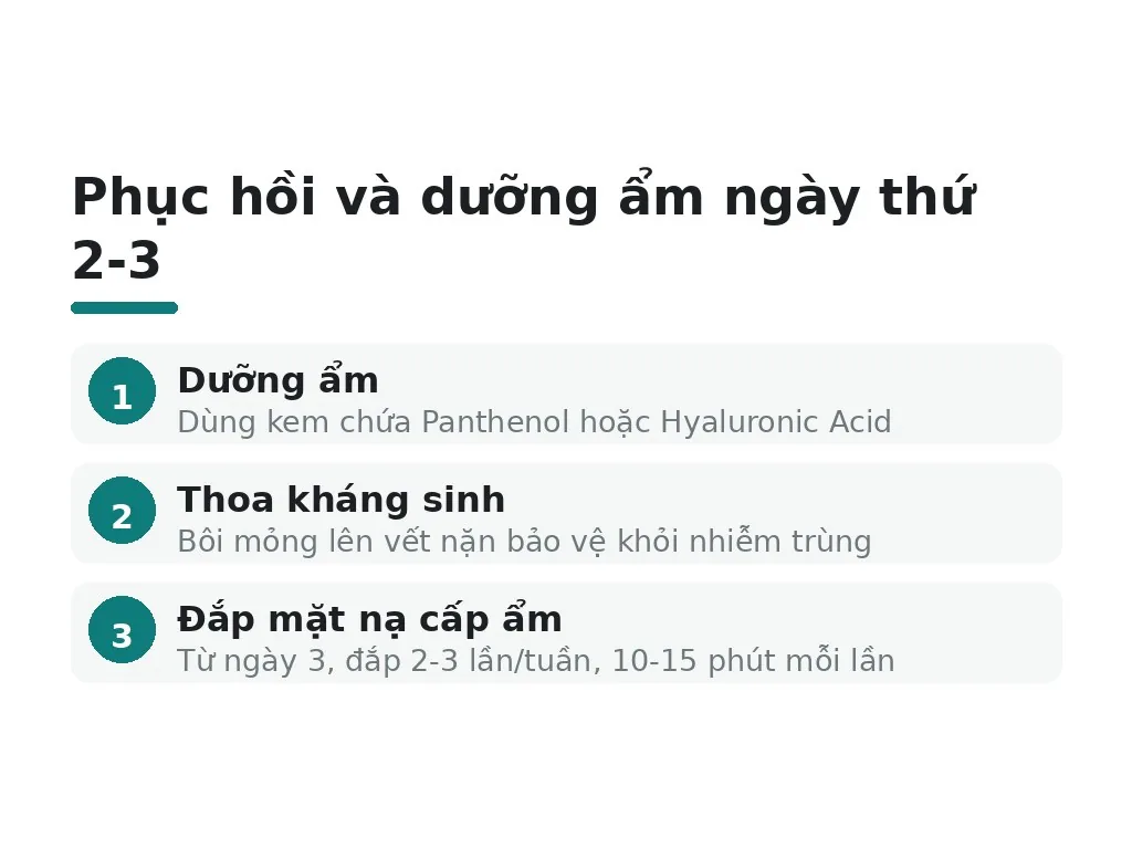 Ngày thứ 2-3: phục hồi da và dưỡng ẩm