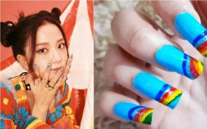Mẫu nail cầu vồng đáng yêu của cô nàng cũng là ý tưởng hay ho cho những cô nàng thích phong cách đáng yêu