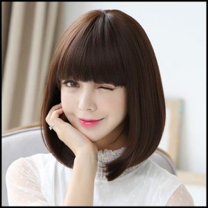 Tóc cụp ngang vai mái ngố đáng yêu