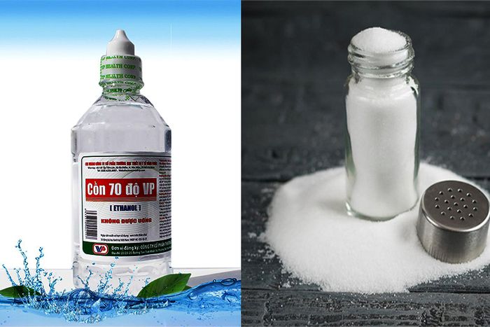 Cồn và muối là nguyên liệu làm mờ vết xăm lông mày tại nhà