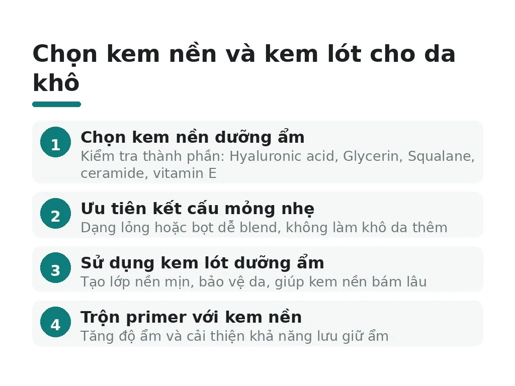Nên chọn loại kem nền và kem lót nào cho da khô?