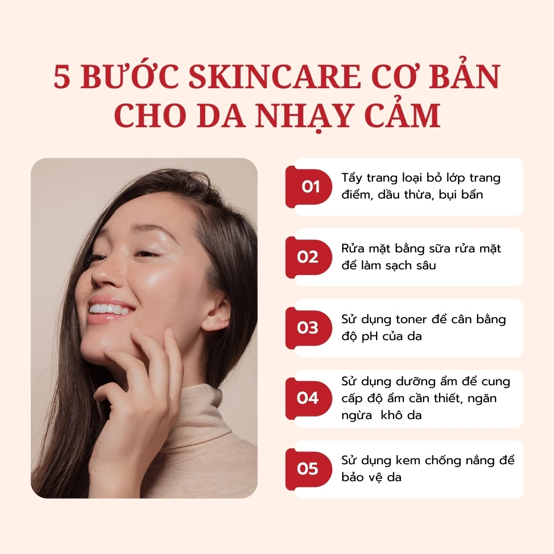 Quy trình skincare 3 bước cho da nhạy cảm là gì?