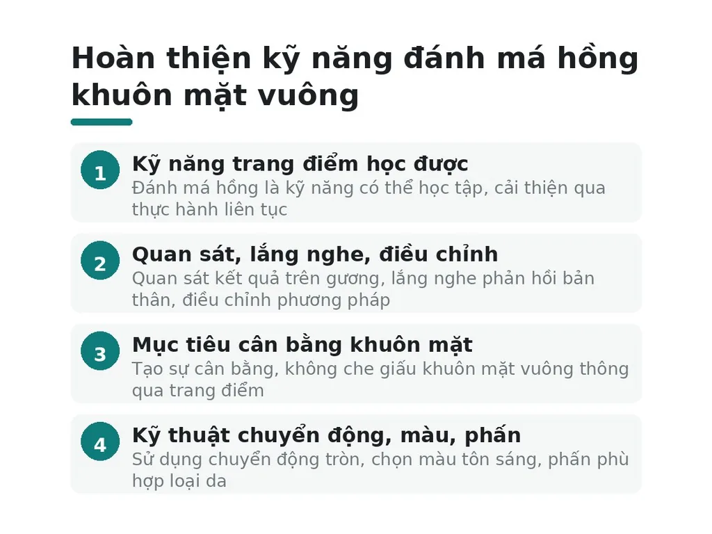 Hoàn thiện kỹ năng đánh má hồng cho khuôn mặt vuông