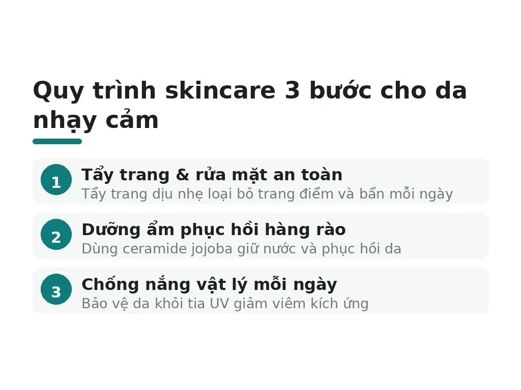 Quy trình skincare 3 bước cho da nhạy cảm là gì?