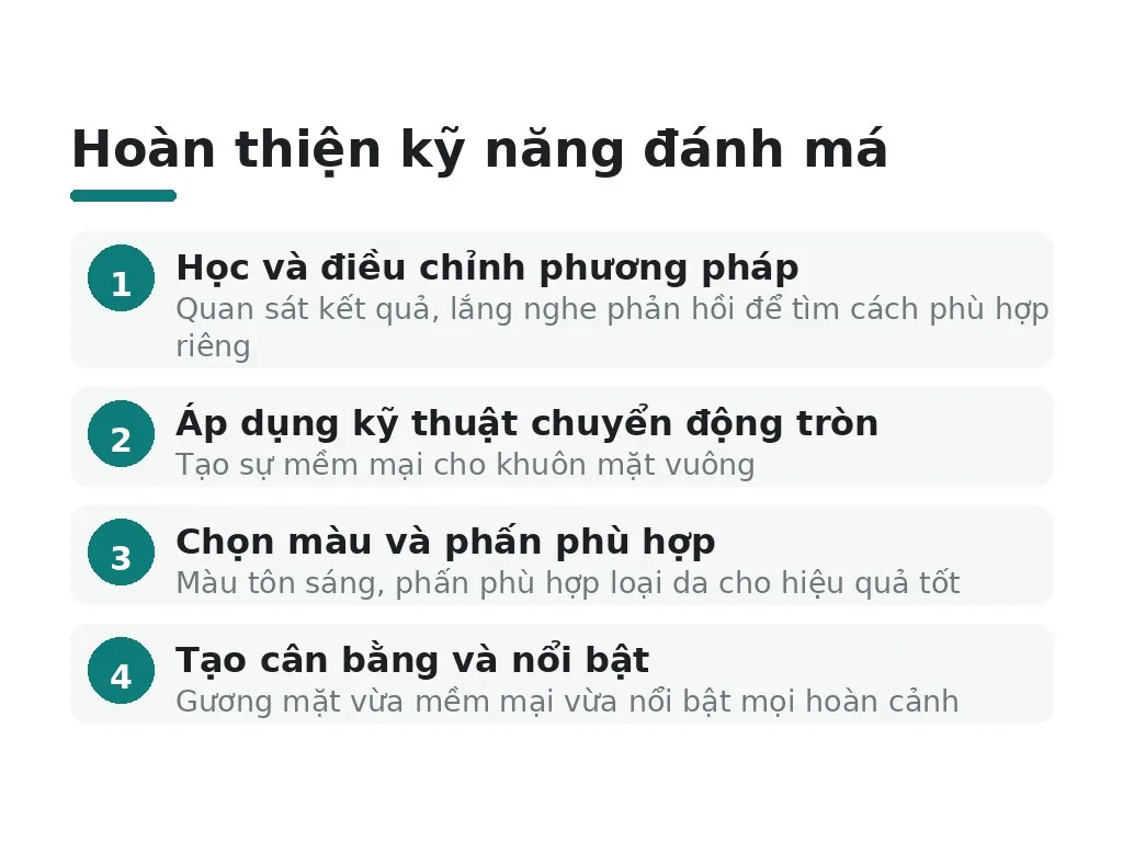 Hoàn thiện kỹ năng đánh má hồng cho khuôn mặt vuông