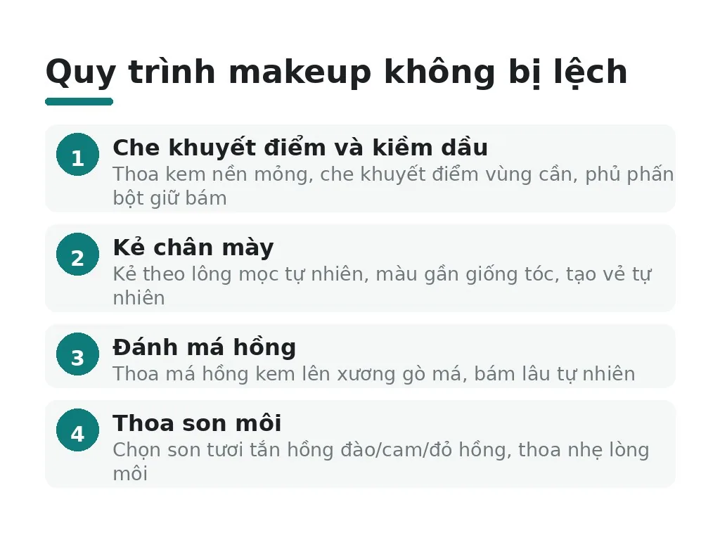 Làm sao thực hiện quy trình makeup 5 bước để không bị lệch?