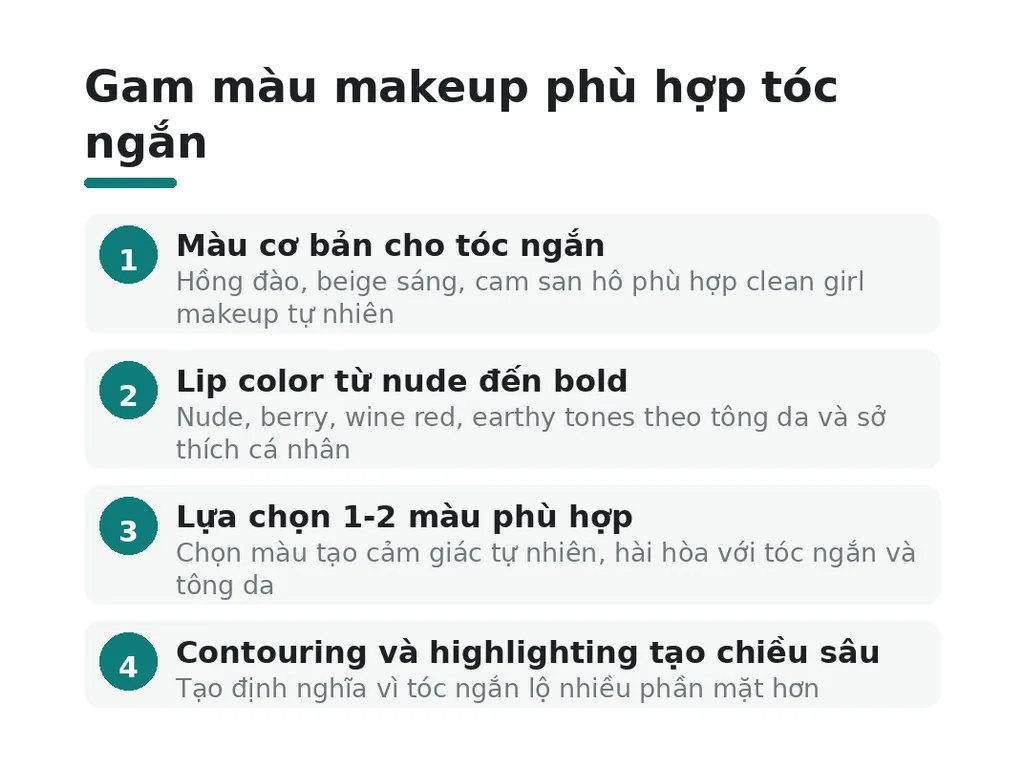 Gam màu makeup nào phù hợp với tóc ngắn?