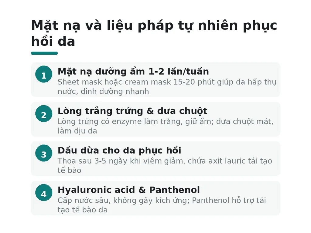 Mặt nạ và liệu pháp tự nhiên giúp phục hồi nhanh