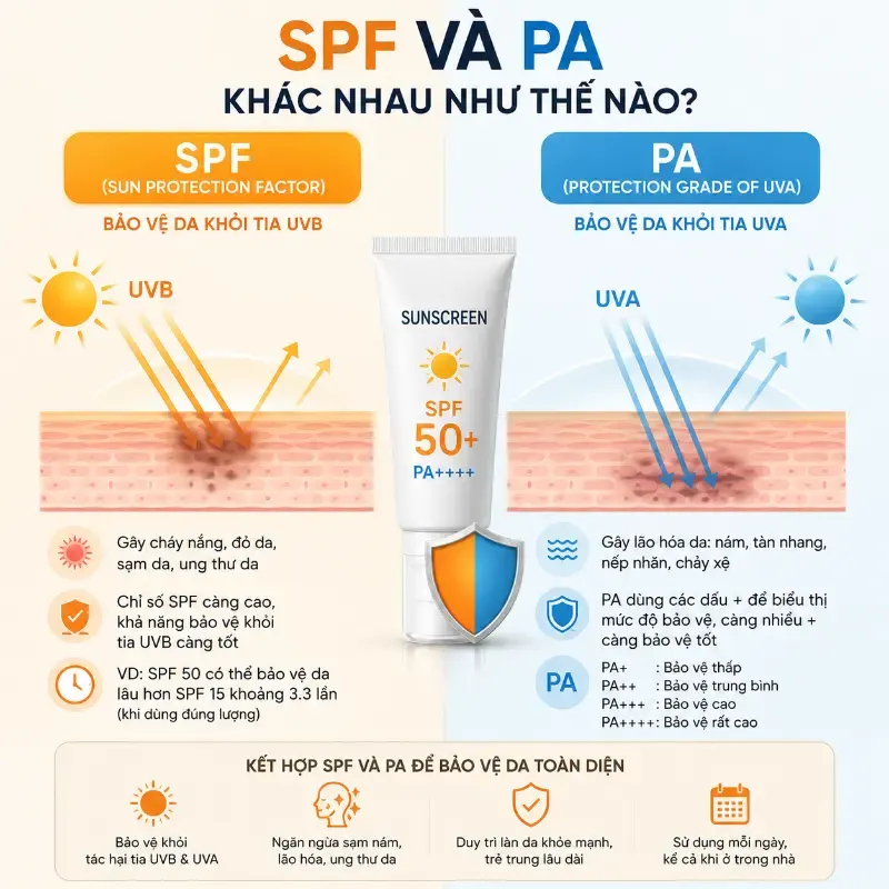 Những hiểu lầm phổ biến về SPF và PA