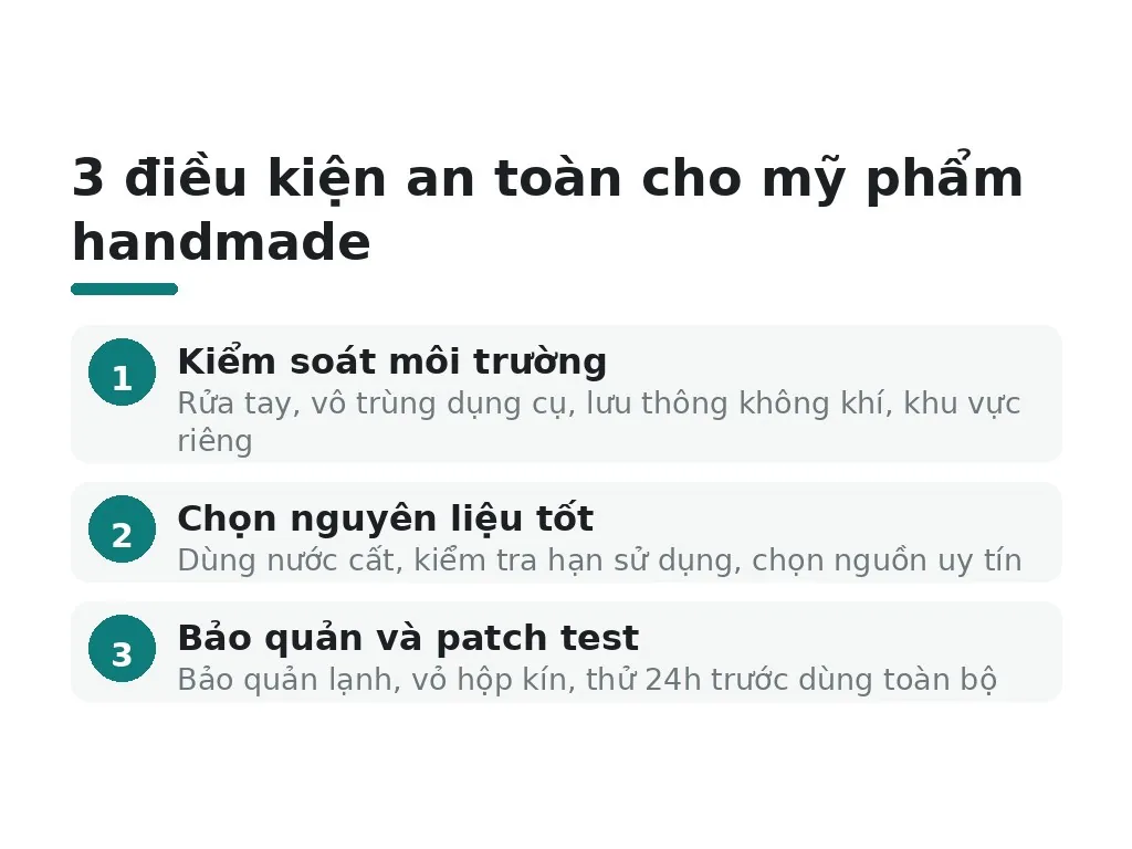 Điều kiện nào để mỹ phẩm handmade an toàn?
