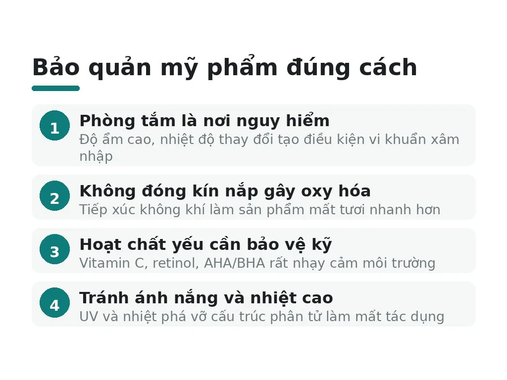 Vì sao bảo quản mỹ phẩm đúng cách lại quan trọng?