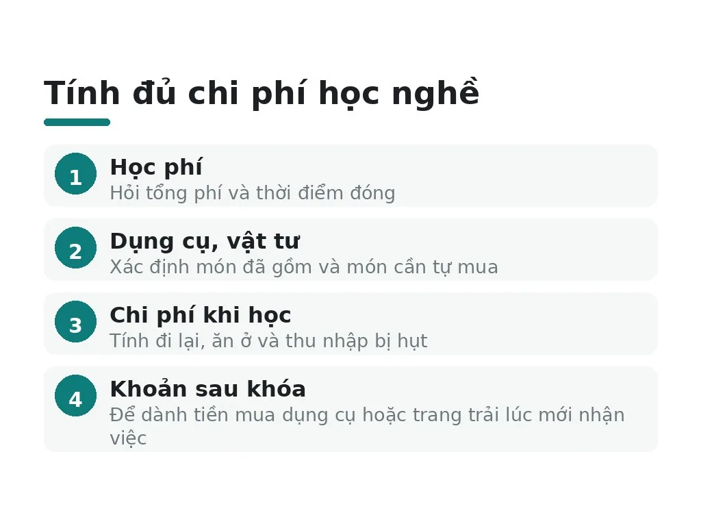 Học nghề với 20 triệu cần tính những khoản chi nào?