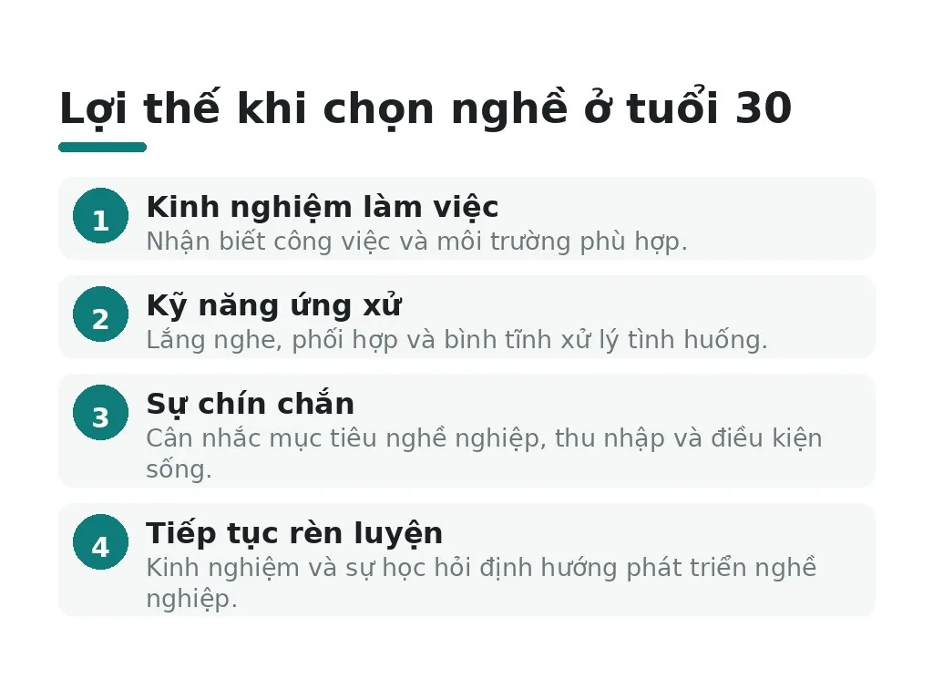 Ở tuổi 30, phụ nữ có những lợi thế nào khi chọn nghề?