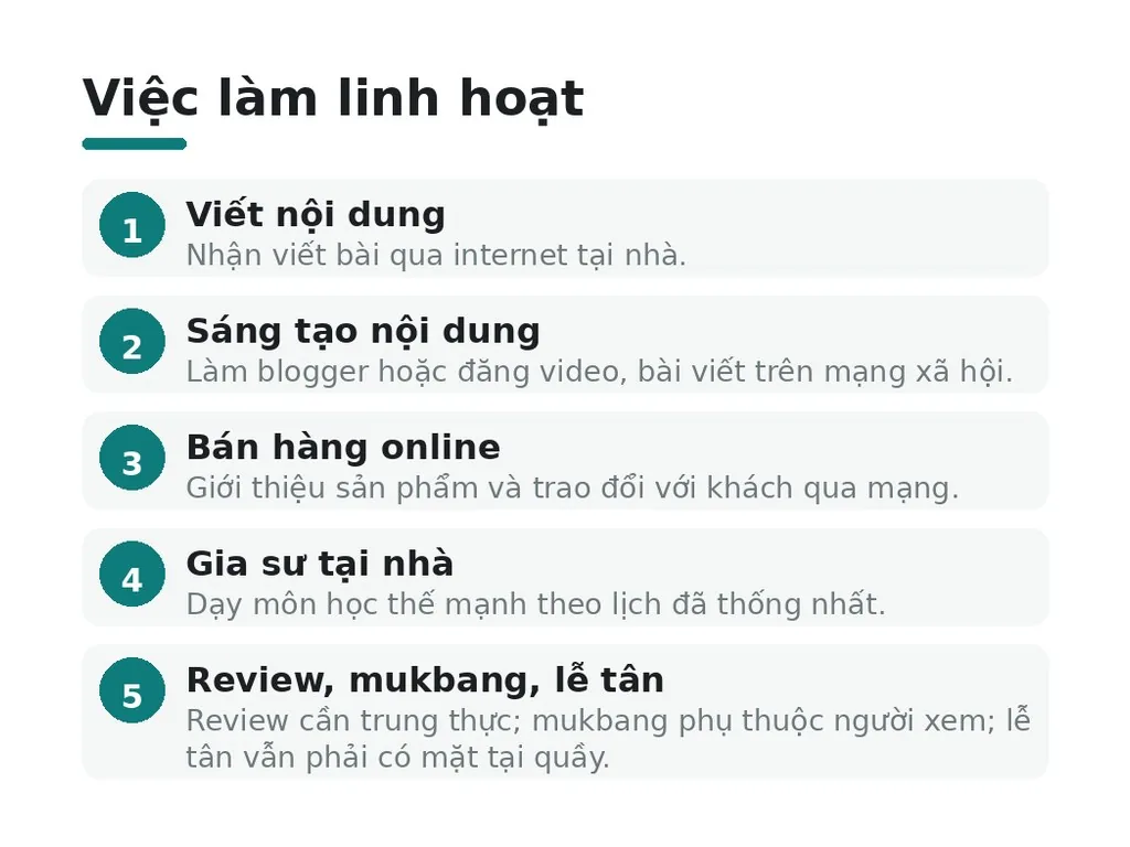 Làm nghề gì việc nhẹ lương cao nếu muốn làm tại nhà hoặc linh hoạt thời gian?