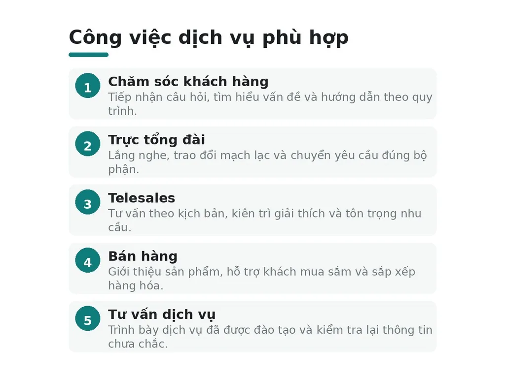 Những công việc dịch vụ nào phù hợp nếu giao tiếp tốt?