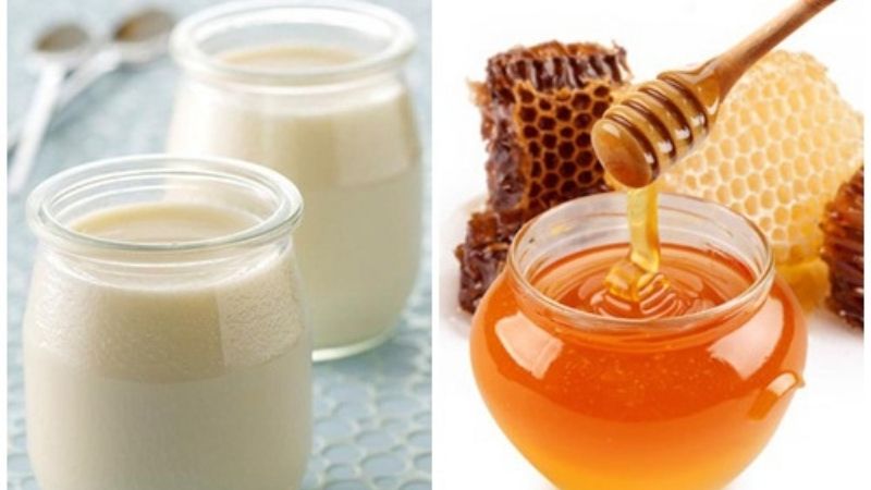 Đắp mặt nạ sữa chua không đường và mật ong giúp trị mụn