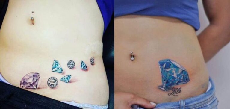    Hình xăm có thể dùng để che vết sẹo mổ hoặc vết rạn da