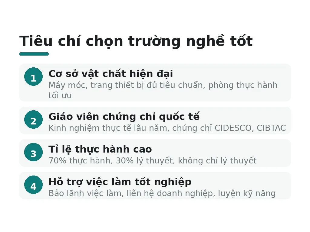 Tiêu chí để chọn trường nghề tốt
