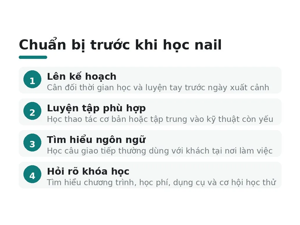 Nên chuẩn bị gì trước khi đăng ký học làm nail để đi nước ngoài?