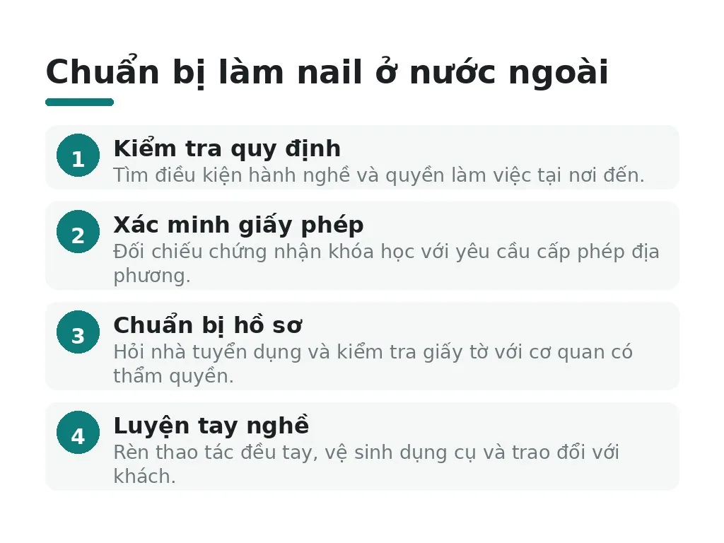 Làm nail ở nước ngoài cần lưu ý gì về tay nghề và giấy tờ?