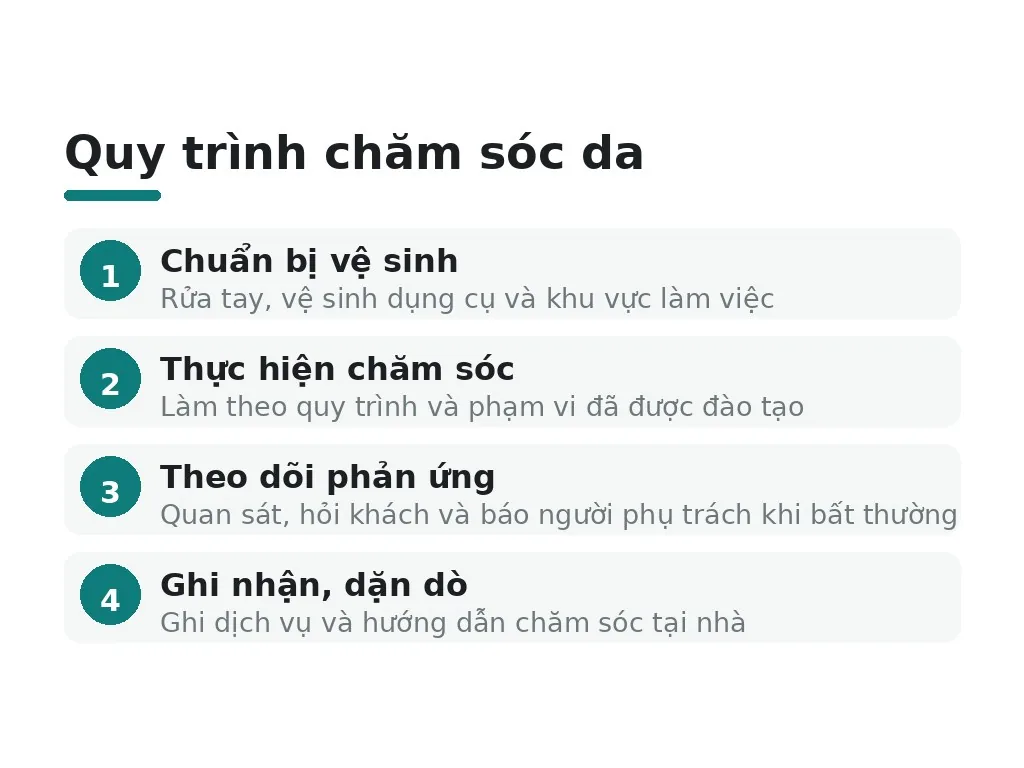 Kỹ năng thực hành nào giúp chuyên viên chăm sóc da làm việc đúng quy trình?