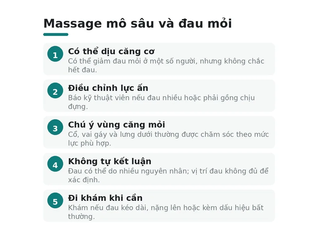 Massage mô sâu có tác dụng gì với đau mỏi và co cứng cơ?