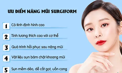 ưu điểm nâng mũi cấu trúc Surgiform như tính định hình cao, tương thích với cơ thể và sụn mềm dẻo, dễ tạo hình.