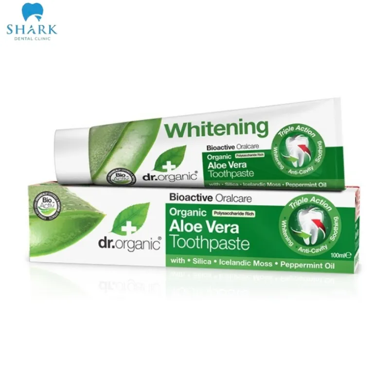 REVIEW top 6 kem đánh răng cho răng sứ được tin dùng 10 Kem đánh răng Dr Organic Aloe Vera là dòng kem đánh răng cho răng sứ nổi tiếng, có xuất xứ từ Mỹ