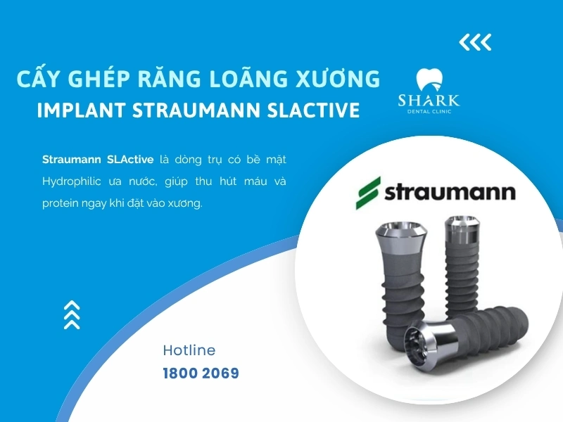 Trụ Implant Straumann SLActive một dòng trụ có bề mặt Hydrophilic ưa nước được bác sĩ Nguyễn Dược tại Nha khoa Shark ưu tiên lựa chọn