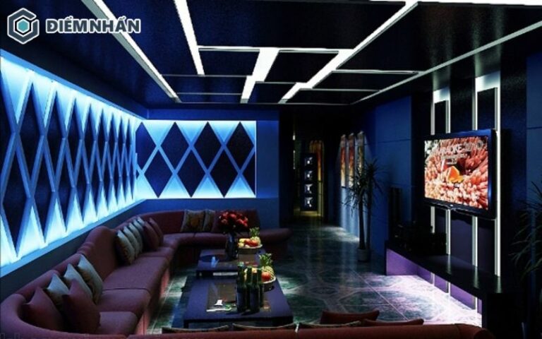 Phòng karaoke có quầy bar được thiết kế hiện đại