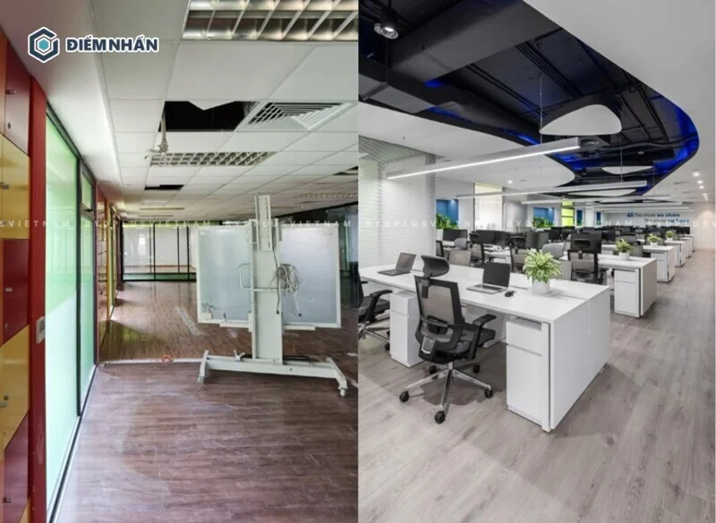 Cải tạo không gian làm việc xuống cấp thành văn phòng mới 