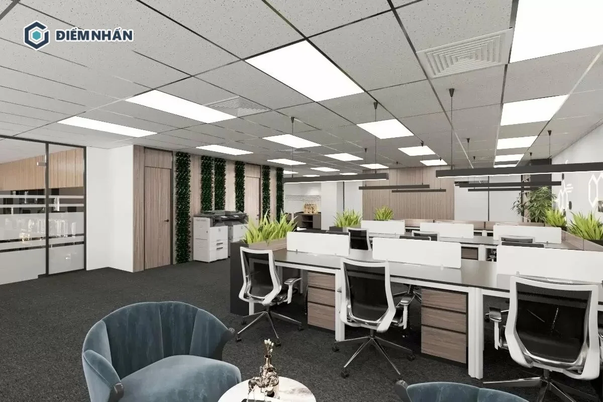 Trần thạch cao kết hợp đèn led cho văn phòng