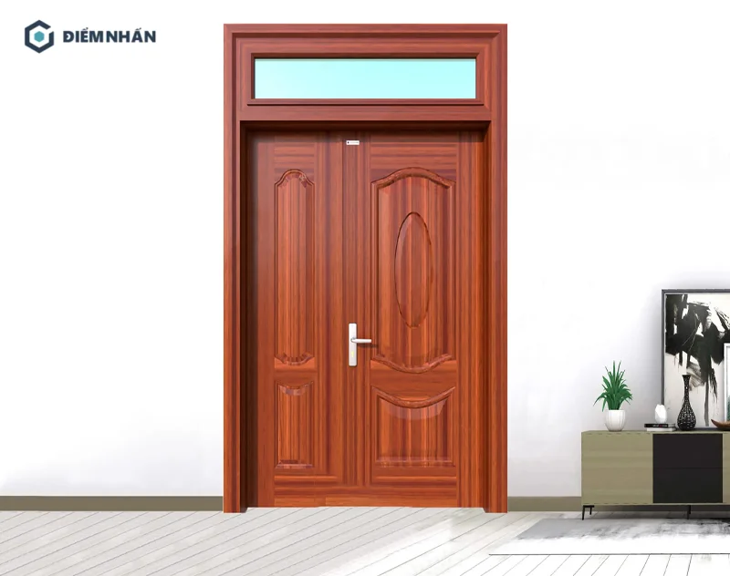 Cửa gỗ thiết kế 2 cánh lệch là lựa chọn phổ biến trong thiết kế căn hộ chung cư