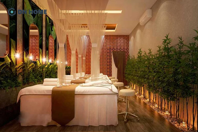 Gương giúp tạo điểm nhấn nổi bật trong không gian spa hiệu quả