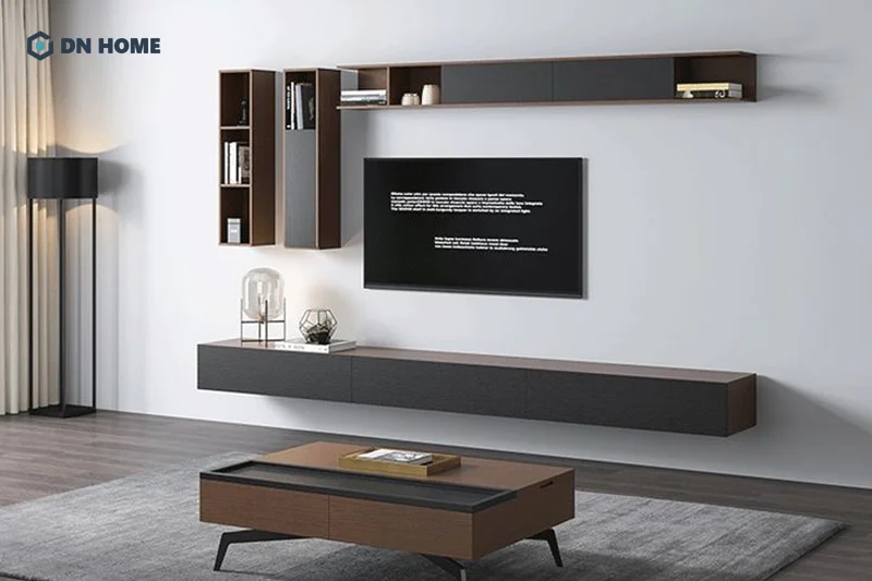 Đối với kệ tivi treo tường, cần gắn cách mặt đất tối thiểu từ 50cm đến 60cm