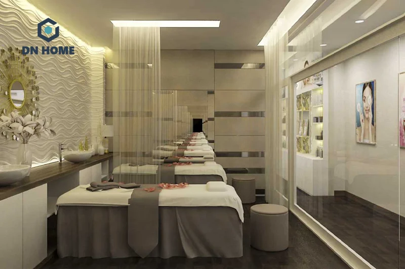 Sử dụng gương là giải pháp hoàn hảo để mở rộng không gian spa có diện tích nhỏ