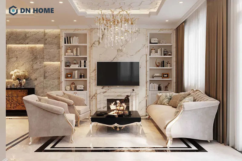 Nội thất nhà phố phong cách tân cổ điển là sự kết hợp hài hòa giữa vẻ đẹp cổ điển và hiện đại