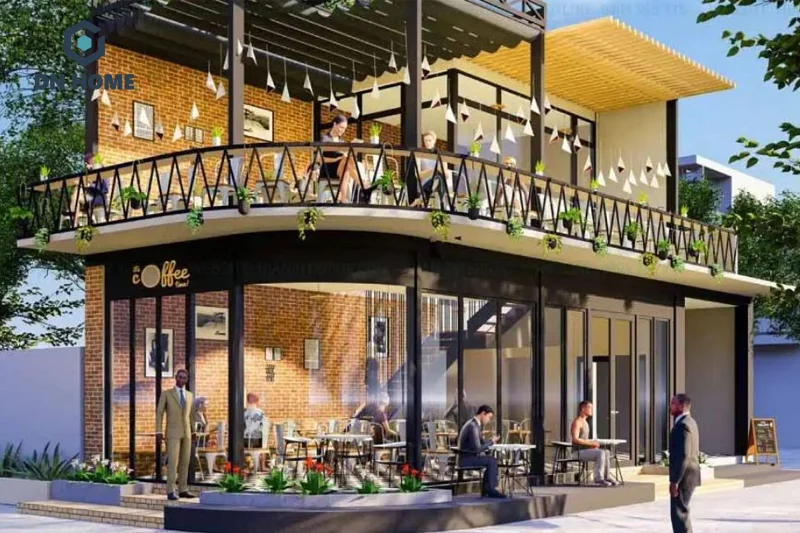 Tầng thượng quán cafe lô góc tầng thượng thường sử dụng hệ thống đèn treo ấn tượng, lung linh