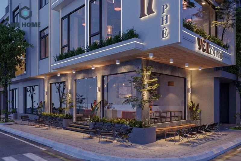 Khi kinh doanh quán cafe lô góc gần chú ý đến việc thiết kế ngoại thất ấn tượng