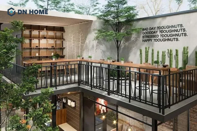 Cây cối là yếu tố không thể thiếu trong quán cafe thiên nhiên 2 tầng
