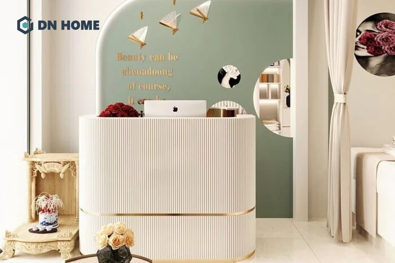 Thiết kế quầy lễ tân spa 2 giường nên chú trọng đến tính thẩm mỹ, tạo hình ảnh chuyên nghiệp