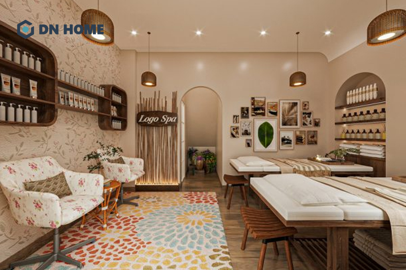 Trang trí là yếu tố quan trọng khi thiết kế spa nhỏ 40m2 để tạo điểm nhấn cho không gian