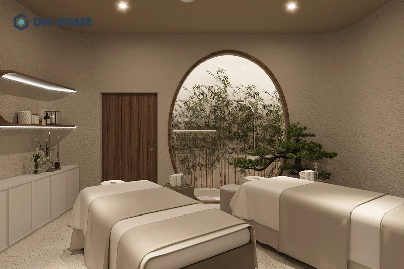 Thiết kế spa Đông y dưỡng sinh không thể thiếu các yếu tố thiên nhiên như cây cối, ánh sáng tự nhiên