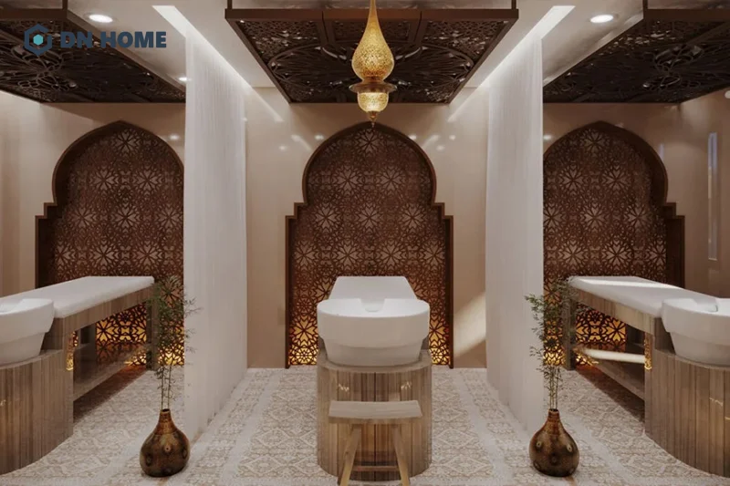 Spa dưỡng sinh Đông y phong cách truyền thống ưu tiên sử dụng vật liệu từ thiên nhiên